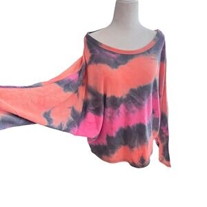 Andree By Unit Tie Dye Pullover‎ Top Dolman Sleeves Woman's Oversized Med  NWT
